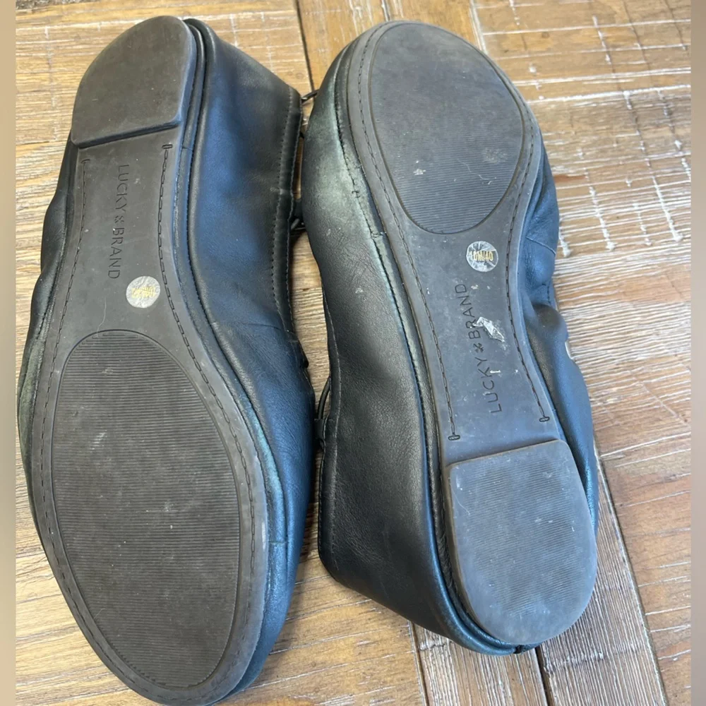 LUCKY BRAND LP-Eaviee Ballerina Flats Black Leather Size 10 - Picture 4 of 9